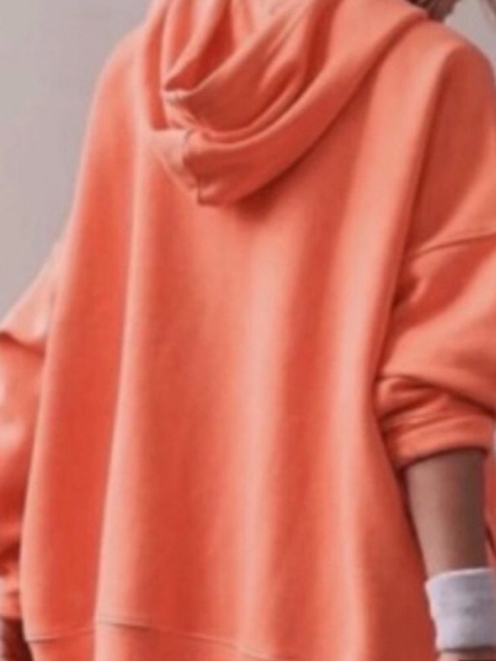 Free People Movement Neon Coral Hoodie Oversized Fleece Sweatshirt Size L - Picture 2 of 8